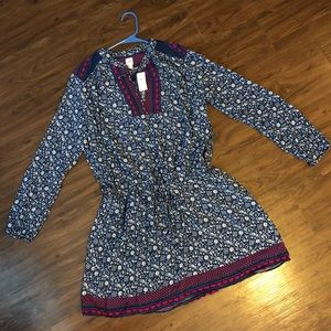 GAP navy boho print floral long sleeve dress (NWT)